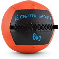 CapitalSports Wallba 6 Balón Medicinal de Cuero sintético (Peso 6 kg- Forro Exterior- Costuras resistententes…